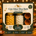 Cow Ghee Kapoor Diya Batti (200 pcs) + 2 Free Diyas