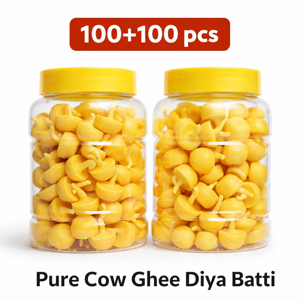 Cow Ghee Diya Batti (200 Pcs) + 4 Free Diyas